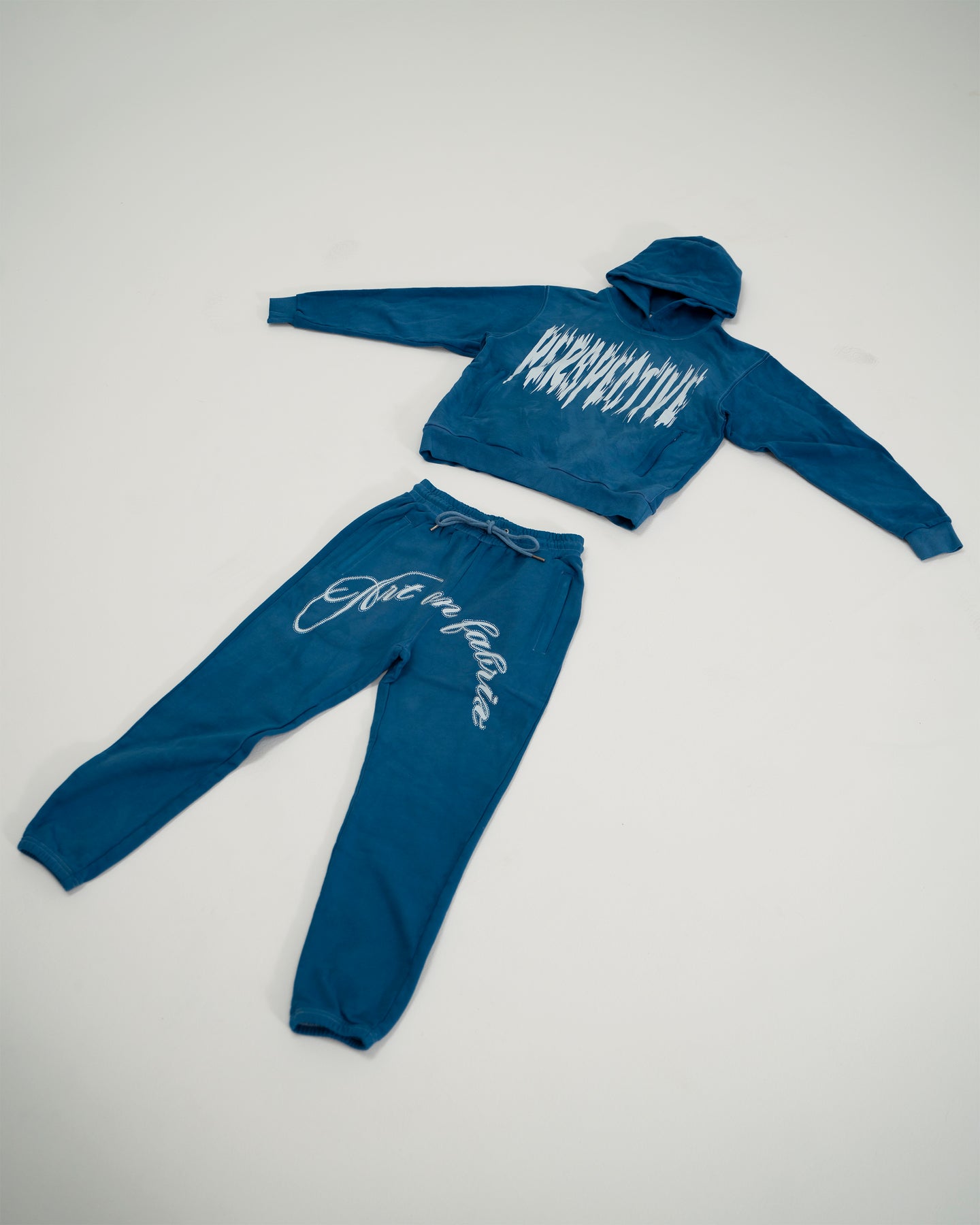 ART PIECE : HAND DYED BLUE HOODIE AND SWEATPANTS SET