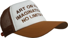 Load image into Gallery viewer, ART PIECE : BROWN IMAGINATION HAS NO LIMITATIONS EMBROIDERED TRUCKER CAP
