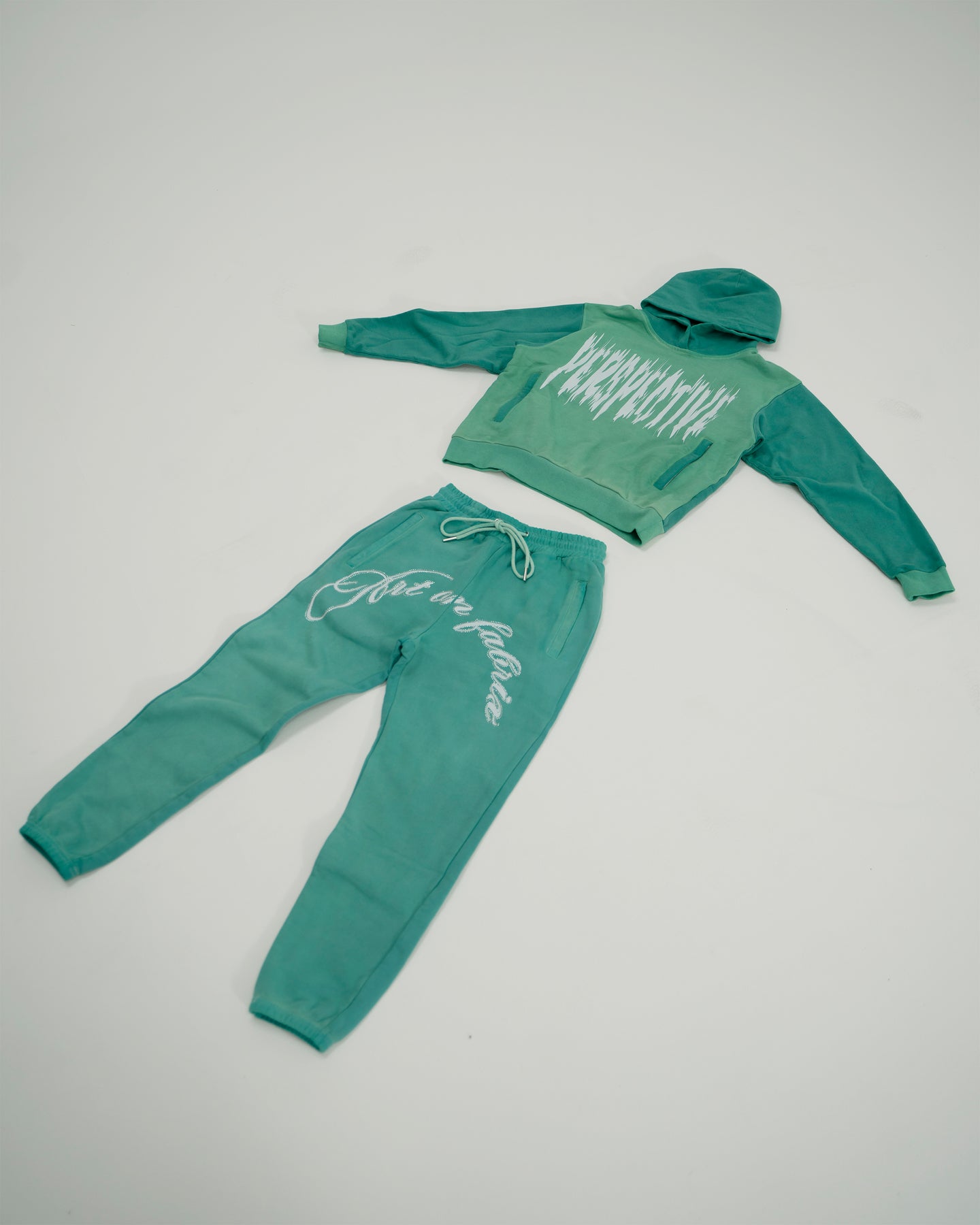 ART PIECE : HAND DYED GREEN HOODIE AND SWEATPANTS SET