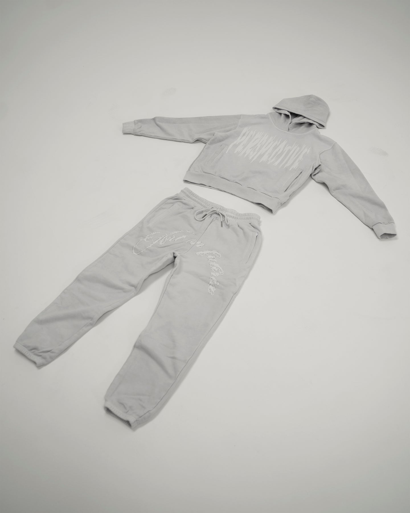 ART PIECE : HAND DYED LIGHT GREY HOODIE AND SWEATPANTS SET